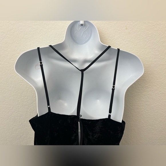 Splendid Dress Womens Black Sz M Spaghetti Strap Strappy Velour Velvet​ - Picture 7 of 9